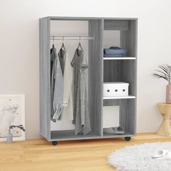 Kledingkast 80x40x110 cm bewerkt hout grijs sonoma eikenkleurig 1