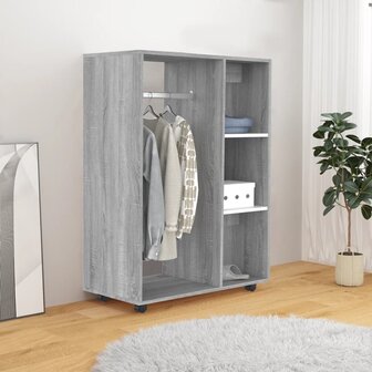 Kledingkast 80x40x110 cm bewerkt hout grijs sonoma eikenkleurig 3