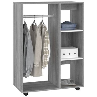 Kledingkast 80x40x110 cm bewerkt hout grijs sonoma eikenkleurig 4