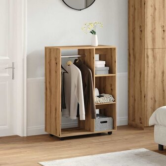 Kledingkast 80x40x110 cm bewerkt hout artisanaal eikenkleur 3