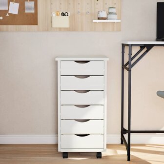 Ladekast MOSS verrijdbaar massief grenenhout wit 3