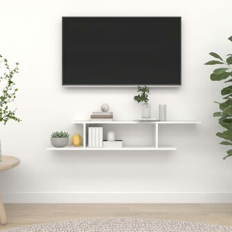 Tv-wandschap 125x18x23 cm bewerkt hout wit 1