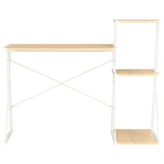 Bureau met schap 116x50x93 cm wit en eikenkleurig 2