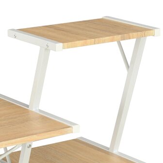 Bureau met schap 116x50x93 cm wit en eikenkleurig 5