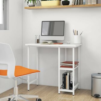 Computerbureau 80x40x72 cm MDF en metaal wit 1