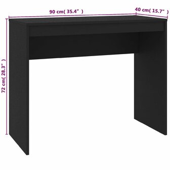 Bureau 90x40x72 cm bewerkt hout zwart 6