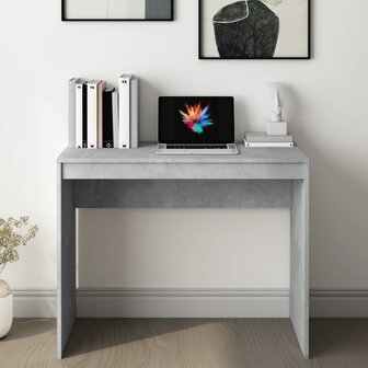 Bureau 90x40x72 cm bewerkt hout betongrijs 3