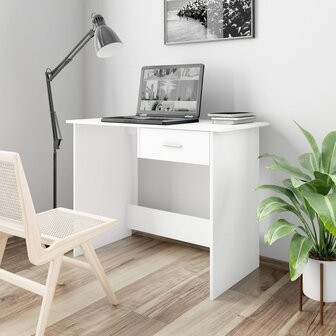 Bureau 100x50x76 cm bewerkt hout wit 1