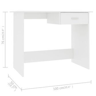 Bureau 100x50x76 cm bewerkt hout wit 6