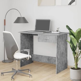 Bureau 100x50x76 cm bewerkt hout betongrijs 1