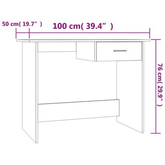 Bureau 100x50x76 cm bewerkt hout betongrijs 7