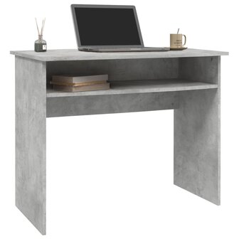 Bureau 90x50x74 cm bewerkt hout betongrijs 3