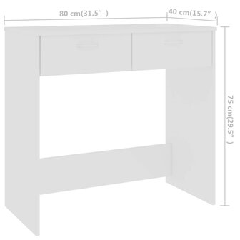 Bureau 80x40x75 cm bewerkt hout wit 6