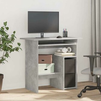 Bureau 80x45x74 cm bewerkt hout betongrijs 3