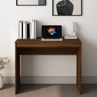 Bureau 90x40x72 cm bewerkt hout bruin eikenkleur 3