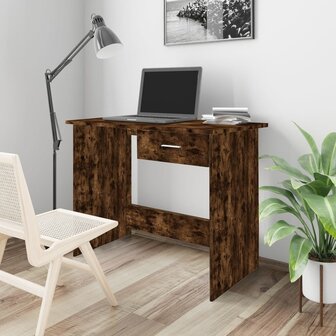 Bureau 100x50x76 cm bewerkt hout gerookt eikenkleurig 1