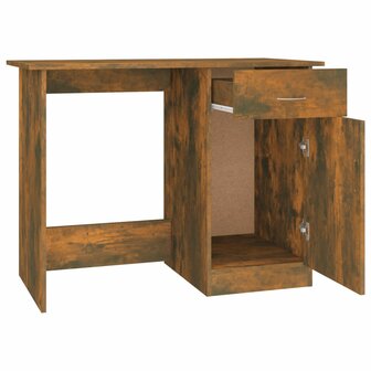 Bureau 100x50x76 cm bewerkt hout gerookt eikenkleurig 7