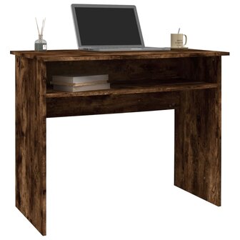Bureau 90x50x74 cm bewerkt hout gerookt eikenkleurig 3