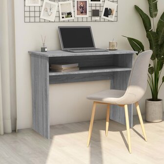 Bureau 90x50x74 cm bewerkt hout grijs sonoma eikenkleurig	 1