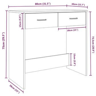 Bureau 80x40x75 cm bewerkt hout grijs sonoma eikenkleurig 7