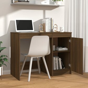 Bureau 100x50x76 cm bewerkt hout bruin eikenkleur 3