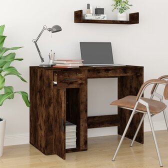 Bureau 100x49x75 cm bewerkt hout gerookt eikenkleurig 3