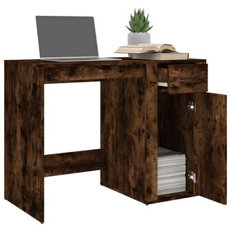 Bureau 100x49x75 cm bewerkt hout gerookt eikenkleurig 5