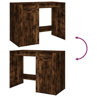 Bureau 100x49x75 cm bewerkt hout gerookt eikenkleurig 9