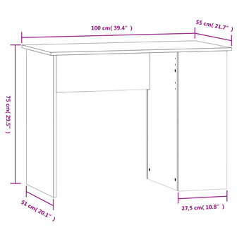 Bureau 100x55x75 cm bewerkt hout grijs sonoma eikenkleurig 8