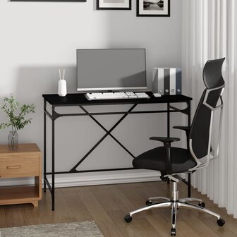 Bureau 100x50x75 cm bewerkt hout en ijzer zwart 1