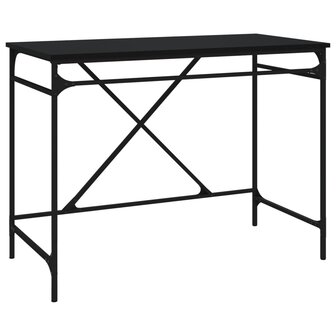 Bureau 100x50x75 cm bewerkt hout en ijzer zwart 2