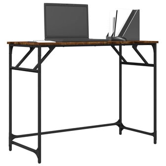 Bureau 100x45x76 cm hout en gepoedercoat staal gerookt eiken 4