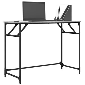 Bureau 100x45x76 cm hout en gepoedercoat staal grijs sonoma 4