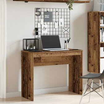 Bureau 90x40x72 cm bewerkt hout oud houtkleurig 2