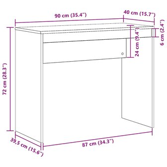 Bureau 90x40x72 cm bewerkt hout oud houtkleurig 9