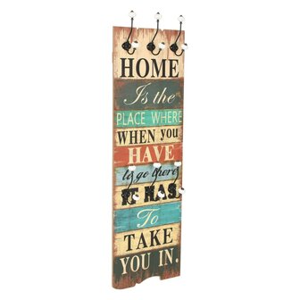 Wandkapstok met 6 haken HOME IS 120x40 cm  1