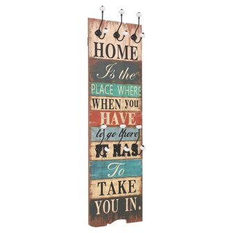 Wandkapstok met 6 haken HOME IS 120x40 cm  2