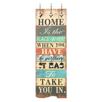 Wandkapstok met 6 haken HOME IS 120x40 cm  3