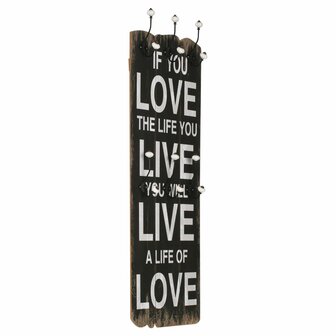 Wandkapstok met 6 haken LOVE LIVE 120x40 cm  1