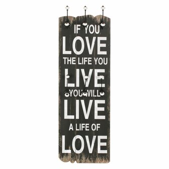 Wandkapstok met 6 haken LOVE LIVE 120x40 cm  2