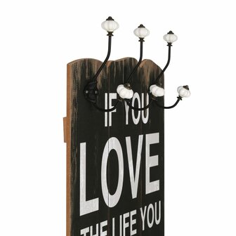 Wandkapstok met 6 haken LOVE LIVE 120x40 cm  3