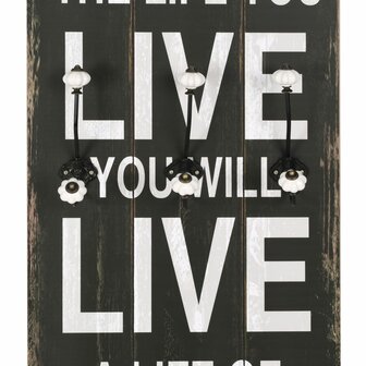 Wandkapstok met 6 haken LOVE LIVE 120x40 cm  4