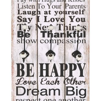 Wandkapstok met 6 haken FAMILY RULES 120x40 cm  4