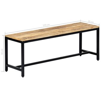 Eetbank 120 cm massief ruw mangohout 6
