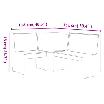Hoekbank REINE 151 cm massief grenenhout wit 5