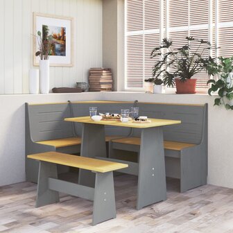 Hoekbank REINE 151 cm massief grenenhout honingbruin en grijs 1