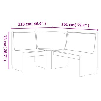 Hoekbank REINE 151 cm massief grenenhout honingbruin en grijs 5