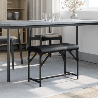 Eetkamerbank 62x32x45 cm staal en kunstleer zwart 3