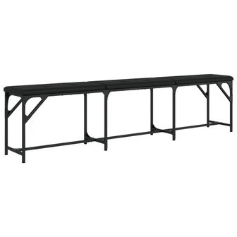Eetkamerbank 186x32x45 cm staal en kunstleer zwart 6