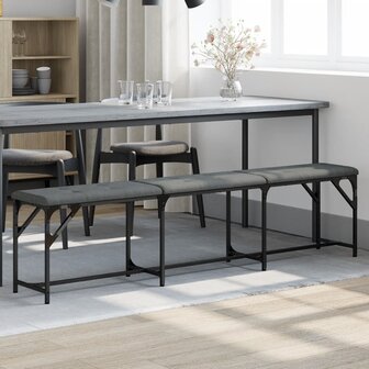 Eetkamerbank 186x32x45 cm staal en stof donkergrijs 1